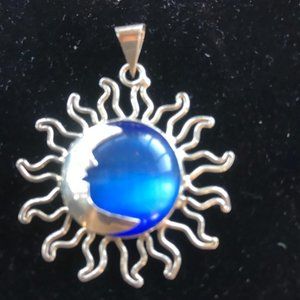 925 BLUE CATS EYE PENDANT VINTAGE